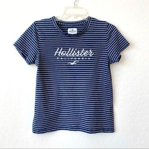 HOLLISTER Striped Crewneck Short Sleeve Tee Blue & White Small